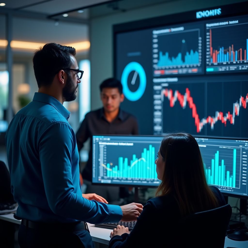 Equipo analizando datos financieros